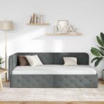vidaXL Rohový rám postele Tmavo šedá 90 x 200 cm látka – Obrázok 4