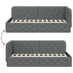 vidaXL Rohový rám postele Tmavo šedá 90 x 200 cm látka – Obrázok 9