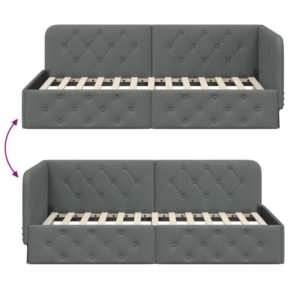 vidaXL Rohový rám postele Tmavo šedá 90 x 200 cm látka – Obrázok 9