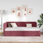 vidaXL Rohový rám postele Víno červené 90 x 200 cm látka – Obrázok 4