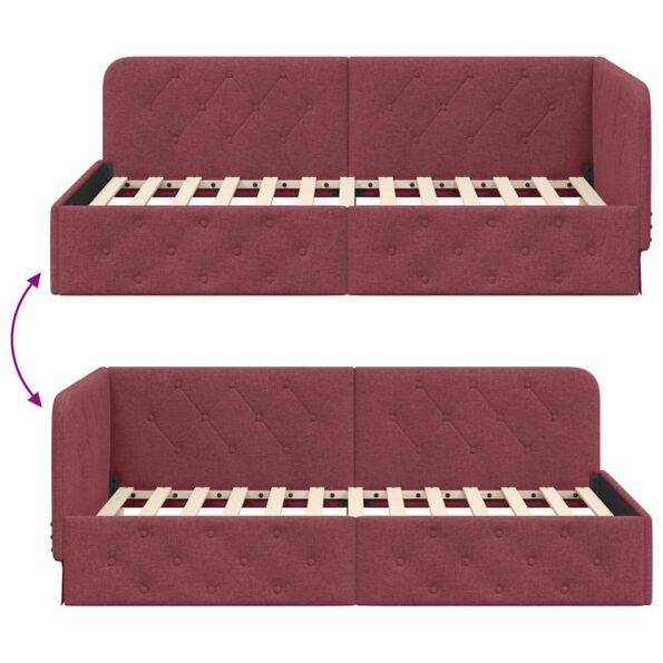 vidaXL Rohový rám postele Víno červené 90 x 200 cm látka – Obrázok 9