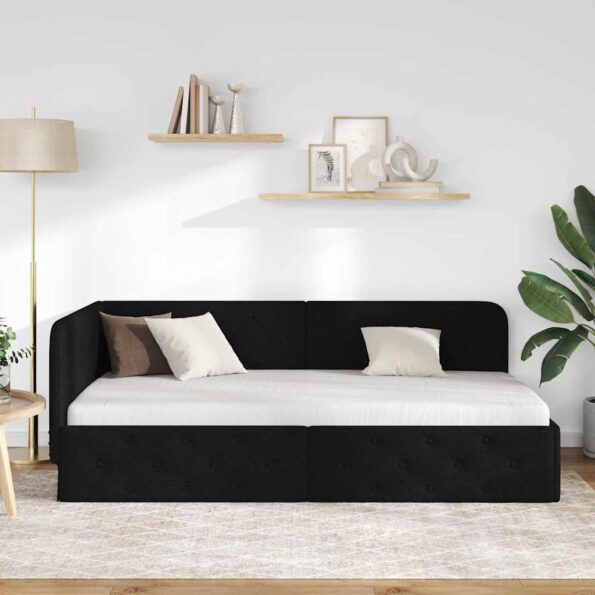vidaXL Rohový rám postele Čierny 100 x 200 cm látka – Obrázok 4