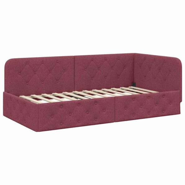 vidaXL Rohový rám postele Víno červené 100 x 200 cm látka – Obrázok 2