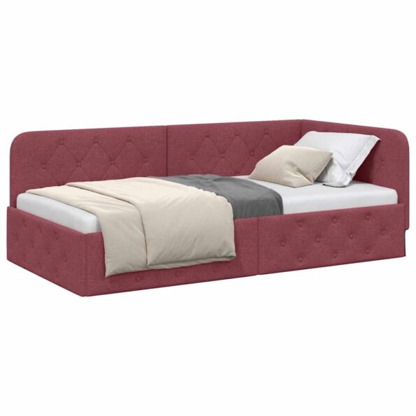 vidaXL Rohový rám postele Víno červené 100 x 200 cm látka – Obrázok 3