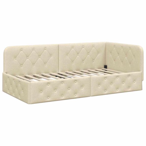 vidaXL Rohový rám postele Krémová 100 x 200 cm látka – Obrázok 2