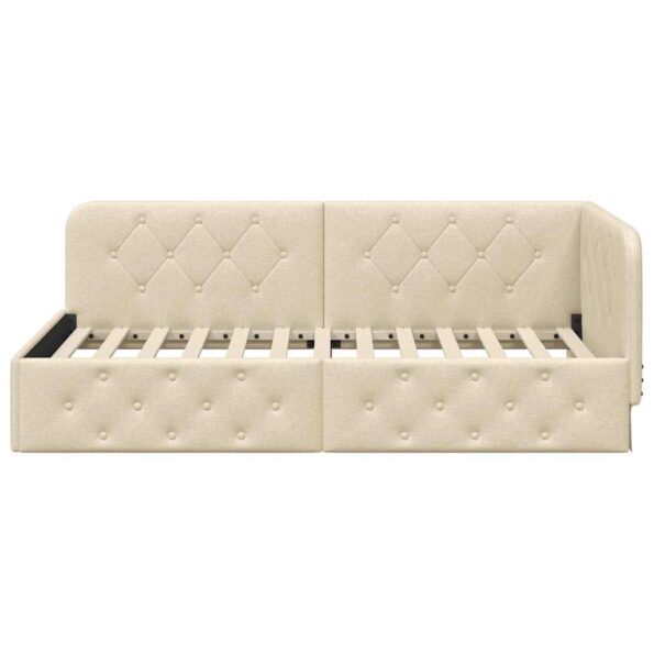 vidaXL Rohový rám postele Krémová 100 x 200 cm látka – Obrázok 5
