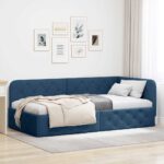 vidaXL Rohový rám postele Modrá 100 x 200 cm látka
