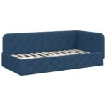 vidaXL Rohový rám postele Modrá 100 x 200 cm látka – Obrázok 2