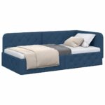 vidaXL Rohový rám postele Modrá 100 x 200 cm látka – Obrázok 3