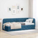 vidaXL Rohový rám postele Modrá 80 x 200 cm Zamat
