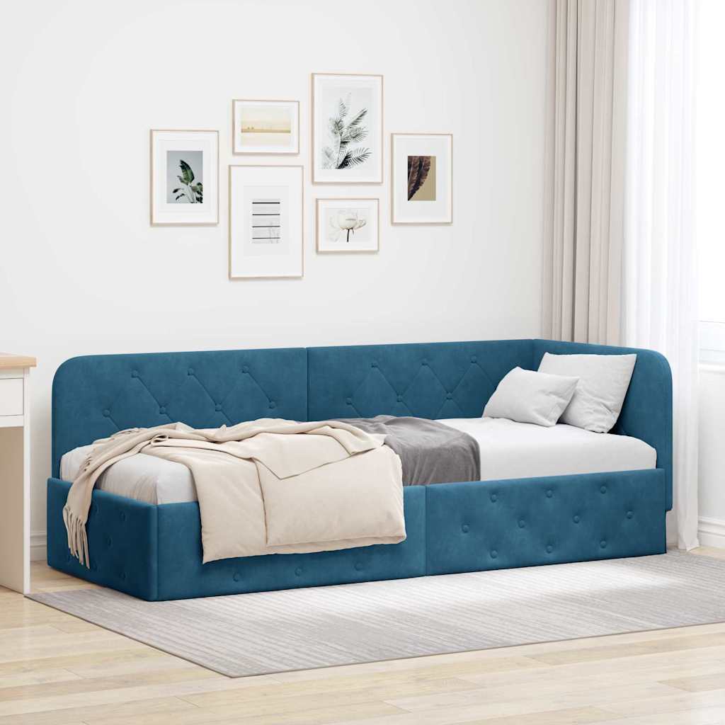 42016512_1.jpg vidaXL Rohový rám postele Modrá 80 x 200 cm Zamat – Obrázok 1