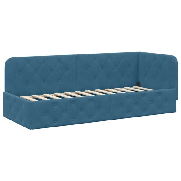 vidaXL Rohový rám postele Modrá 80 x 200 cm Zamat – Obrázok 2