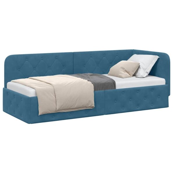 vidaXL Rohový rám postele Modrá 80 x 200 cm Zamat – Obrázok 3