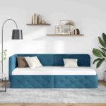 vidaXL Rohový rám postele Modrá 80 x 200 cm Zamat – Obrázok 4