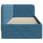 vidaXL Rohový rám postele Modrá 80 x 200 cm Zamat – Obrázok 6