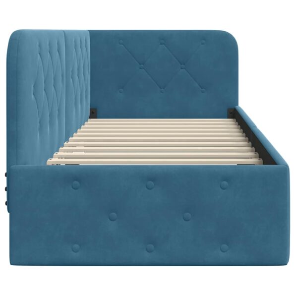 vidaXL Rohový rám postele Modrá 80 x 200 cm Zamat – Obrázok 6