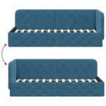 vidaXL Rohový rám postele Modrá 80 x 200 cm Zamat – Obrázok 9