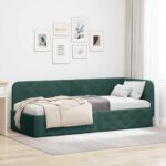 vidaXL Rohový rám postele Tmavozelená 80 x 200 cm Zamat
