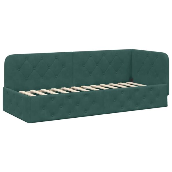vidaXL Rohový rám postele Tmavozelená 80 x 200 cm Zamat – Obrázok 2