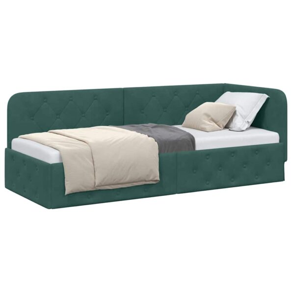 vidaXL Rohový rám postele Tmavozelená 80 x 200 cm Zamat – Obrázok 3