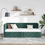 vidaXL Rohový rám postele Tmavozelená 80 x 200 cm Zamat – Obrázok 4