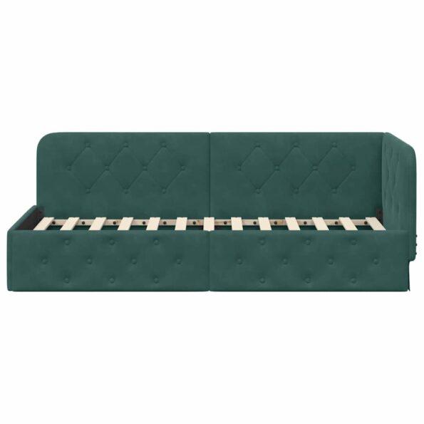 vidaXL Rohový rám postele Tmavozelená 80 x 200 cm Zamat – Obrázok 5