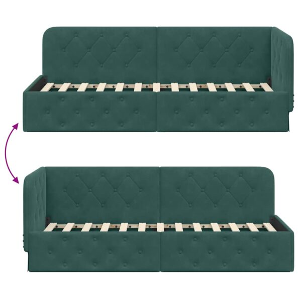 vidaXL Rohový rám postele Tmavozelená 80 x 200 cm Zamat – Obrázok 9