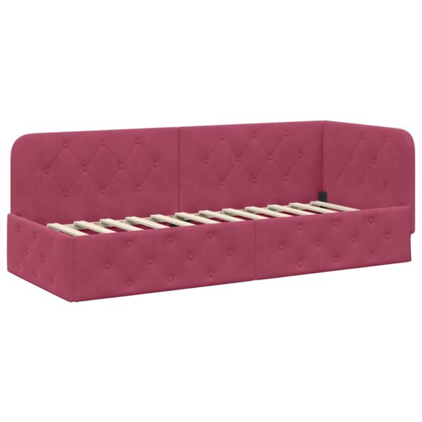 vidaXL Rohový rám postele Víno červené 80 x 200 cm Zamat – Obrázok 2