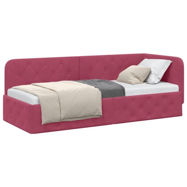 vidaXL Rohový rám postele Víno červené 80 x 200 cm Zamat – Obrázok 3