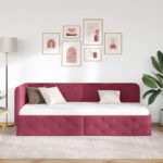 vidaXL Rohový rám postele Víno červené 80 x 200 cm Zamat – Obrázok 4