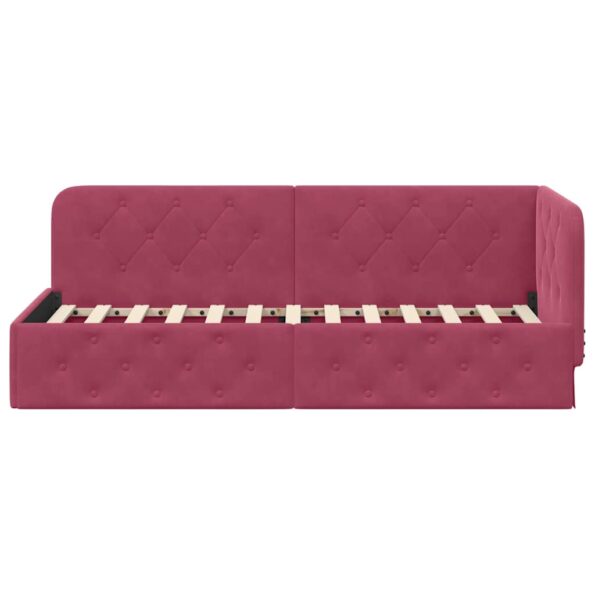 vidaXL Rohový rám postele Víno červené 80 x 200 cm Zamat – Obrázok 5