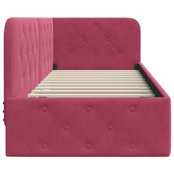 vidaXL Rohový rám postele Víno červené 80 x 200 cm Zamat – Obrázok 6