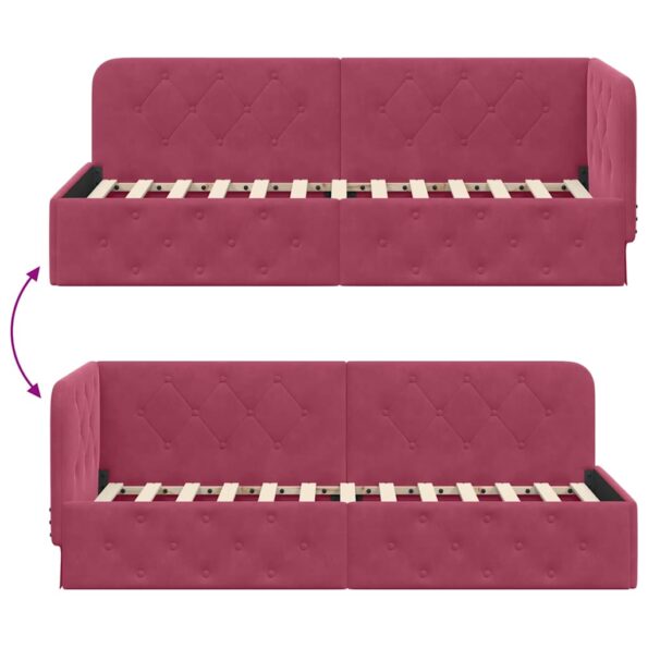 vidaXL Rohový rám postele Víno červené 80 x 200 cm Zamat – Obrázok 9