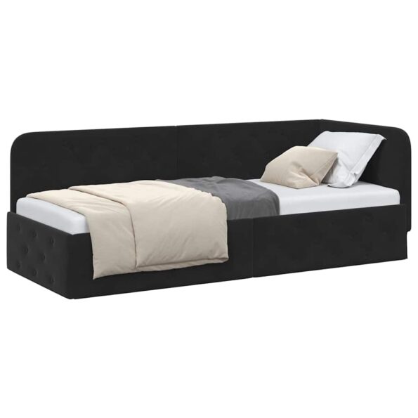 vidaXL Rohový rám postele Čierny 80 x 200 cm Zamat – Obrázok 3