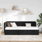 vidaXL Rohový rám postele Čierny 80 x 200 cm Zamat – Obrázok 4