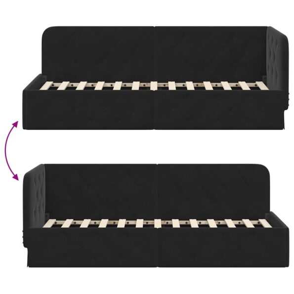 vidaXL Rohový rám postele Čierny 80 x 200 cm Zamat – Obrázok 9