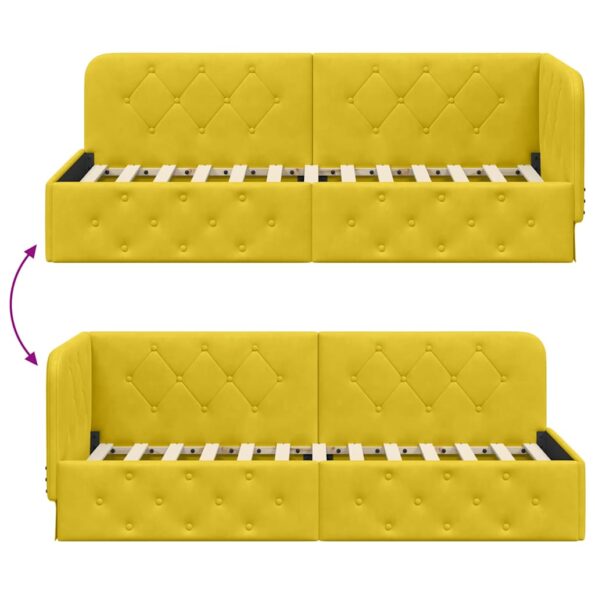vidaXL Rohový rám postele Žltá 80 x 200 cm Zamat – Obrázok 9