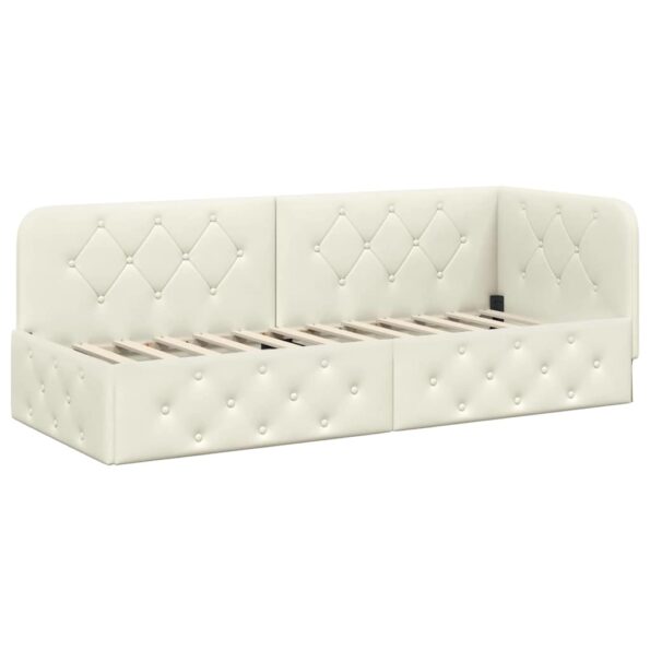 vidaXL Rohový rám postele Krémová 80 x 200 cm Zamat – Obrázok 2
