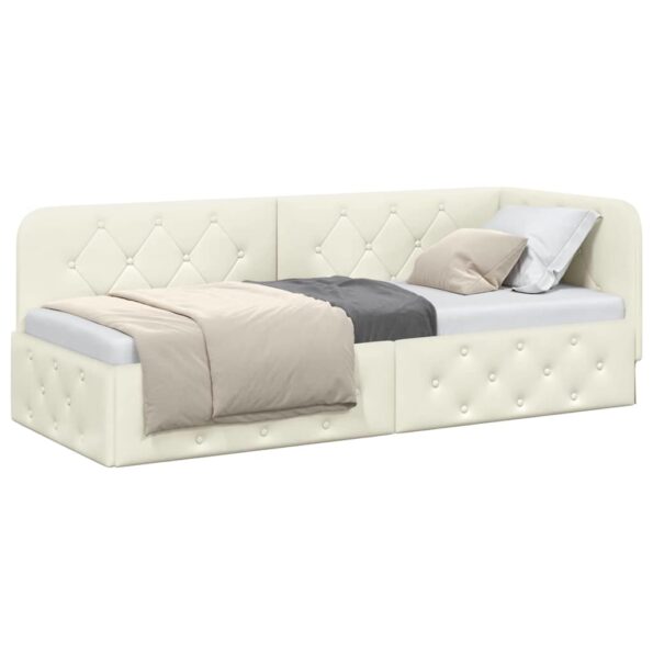 vidaXL Rohový rám postele Krémová 80 x 200 cm Zamat – Obrázok 3