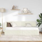 vidaXL Rohový rám postele Krémová 80 x 200 cm Zamat – Obrázok 4