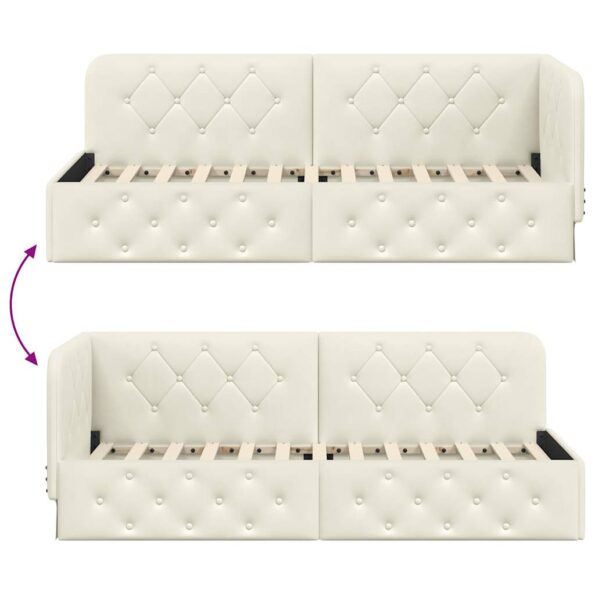 vidaXL Rohový rám postele Krémová 80 x 200 cm Zamat – Obrázok 9
