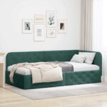 vidaXL Rohový rám postele Tmavozelená 90 x 190 cm Zamat
