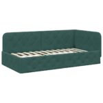 vidaXL Rohový rám postele Tmavozelená 90 x 190 cm Zamat – Obrázok 2