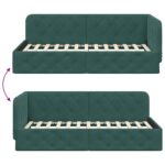 vidaXL Rohový rám postele Tmavozelená 90 x 190 cm Zamat – Obrázok 9