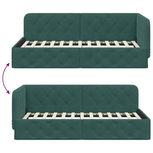 vidaXL Rohový rám postele Tmavozelená 90 x 190 cm Zamat – Obrázok 9