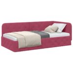 vidaXL Rohový rám postele Víno červené 90 x 190 cm Zamat – Obrázok 3