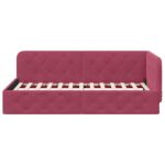 vidaXL Rohový rám postele Víno červené 90 x 190 cm Zamat – Obrázok 5