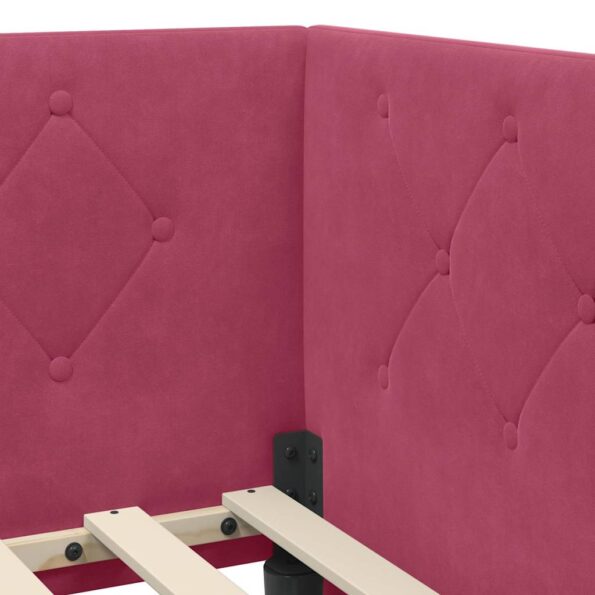 vidaXL Rohový rám postele Víno červené 90 x 190 cm Zamat – Obrázok 8