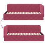 vidaXL Rohový rám postele Víno červené 90 x 190 cm Zamat – Obrázok 9