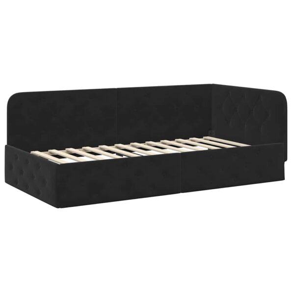 vidaXL Rohový rám postele Čierny 90 x 190 cm Zamat – Obrázok 2